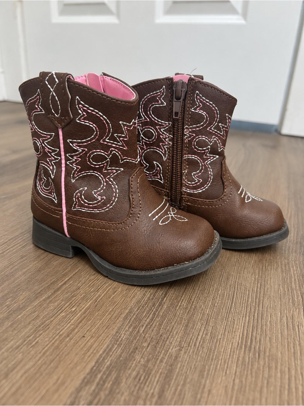 Kids Brown & Pink Western Cowboy Boots